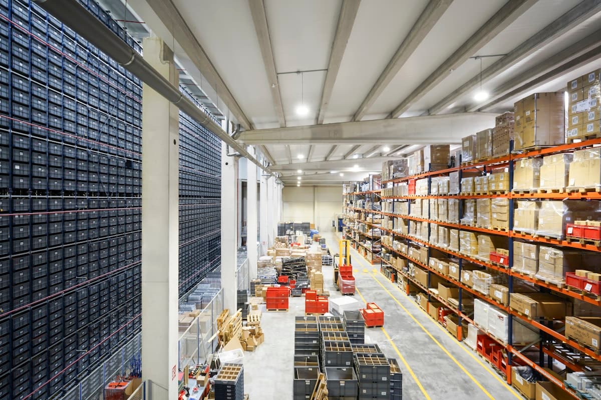Modern warehouse with shelving