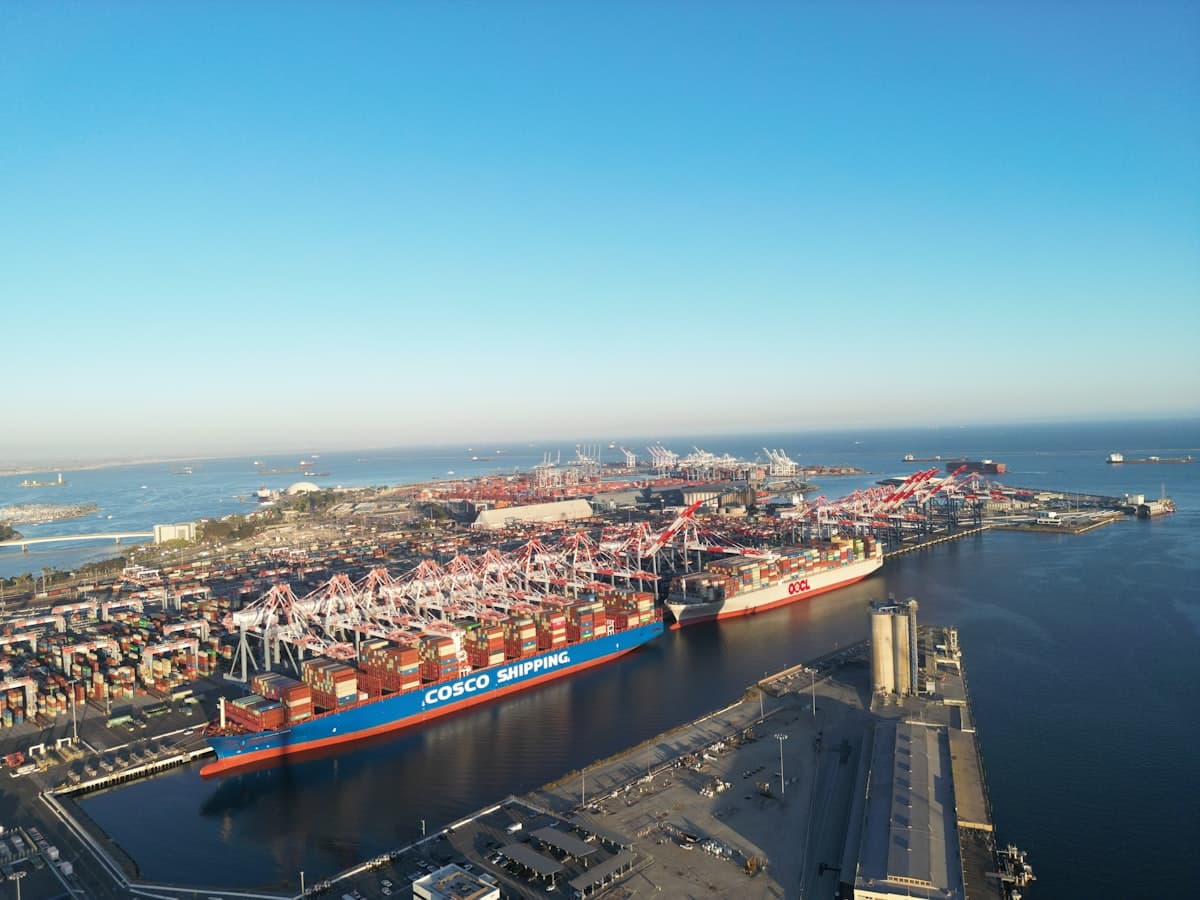 Container ship at port